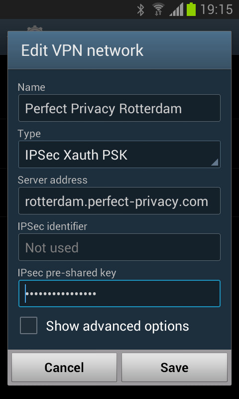 Android: Edit VPN network for IPsec Xauth PSK | IPsec for Android