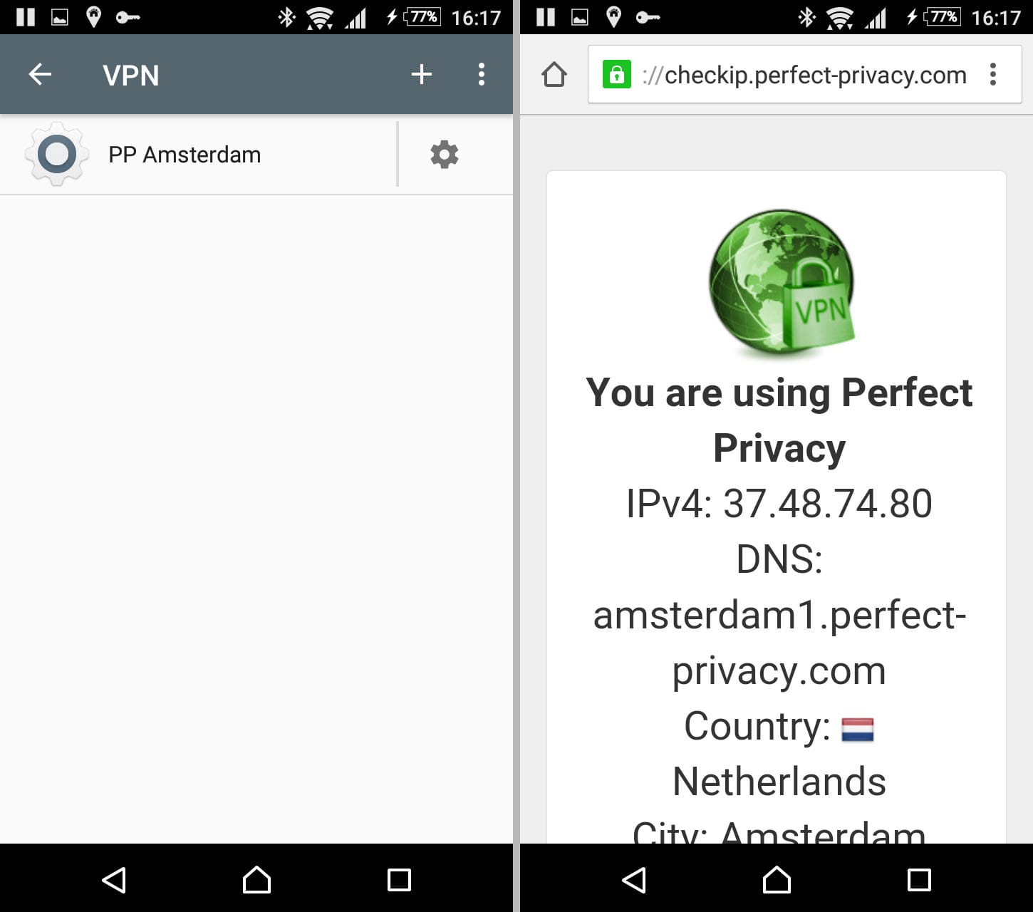 Perfect Privacy Check IP | Always-On VPN unter Android