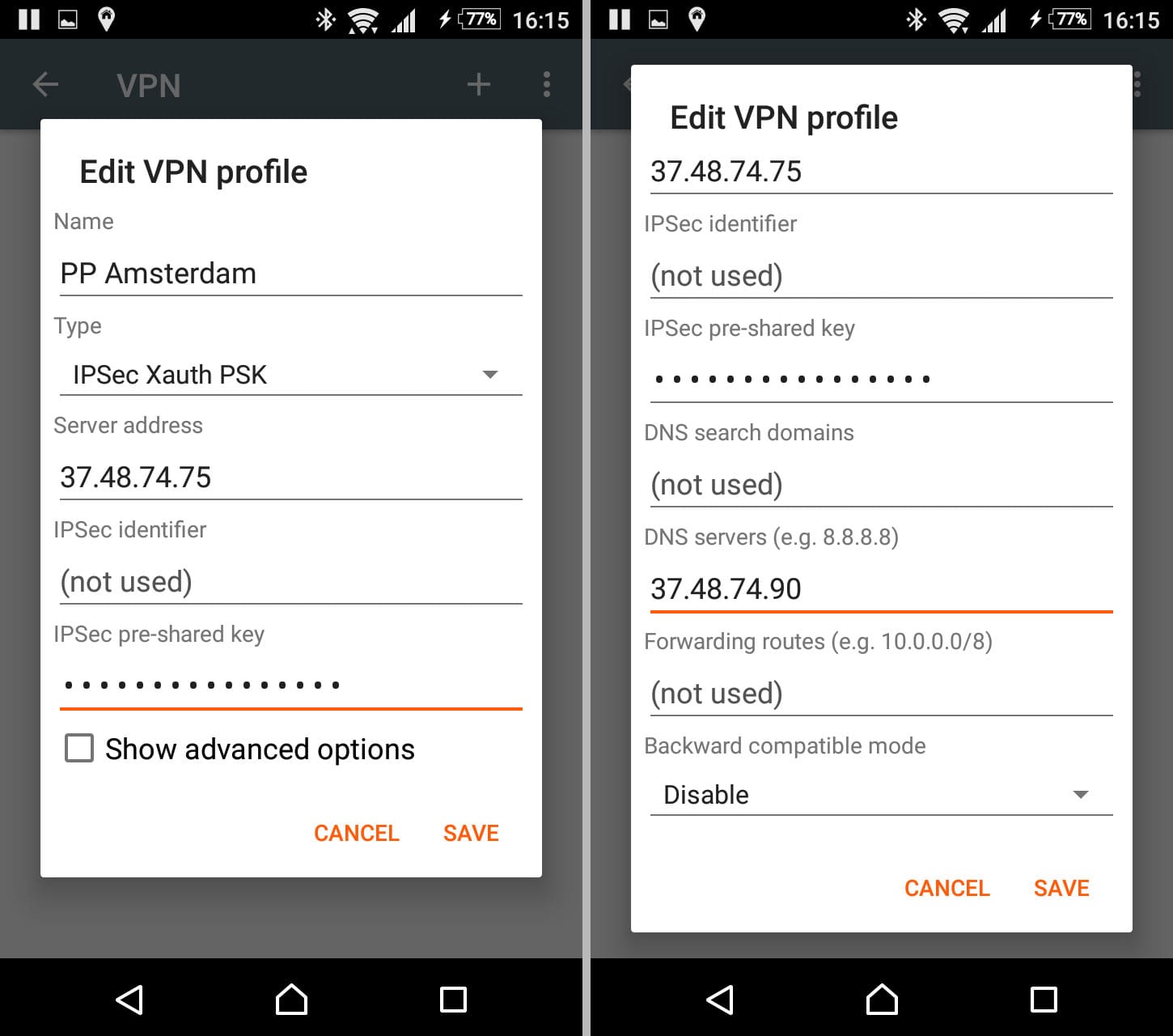 Edit VPN connection | Always-On VPN with Android