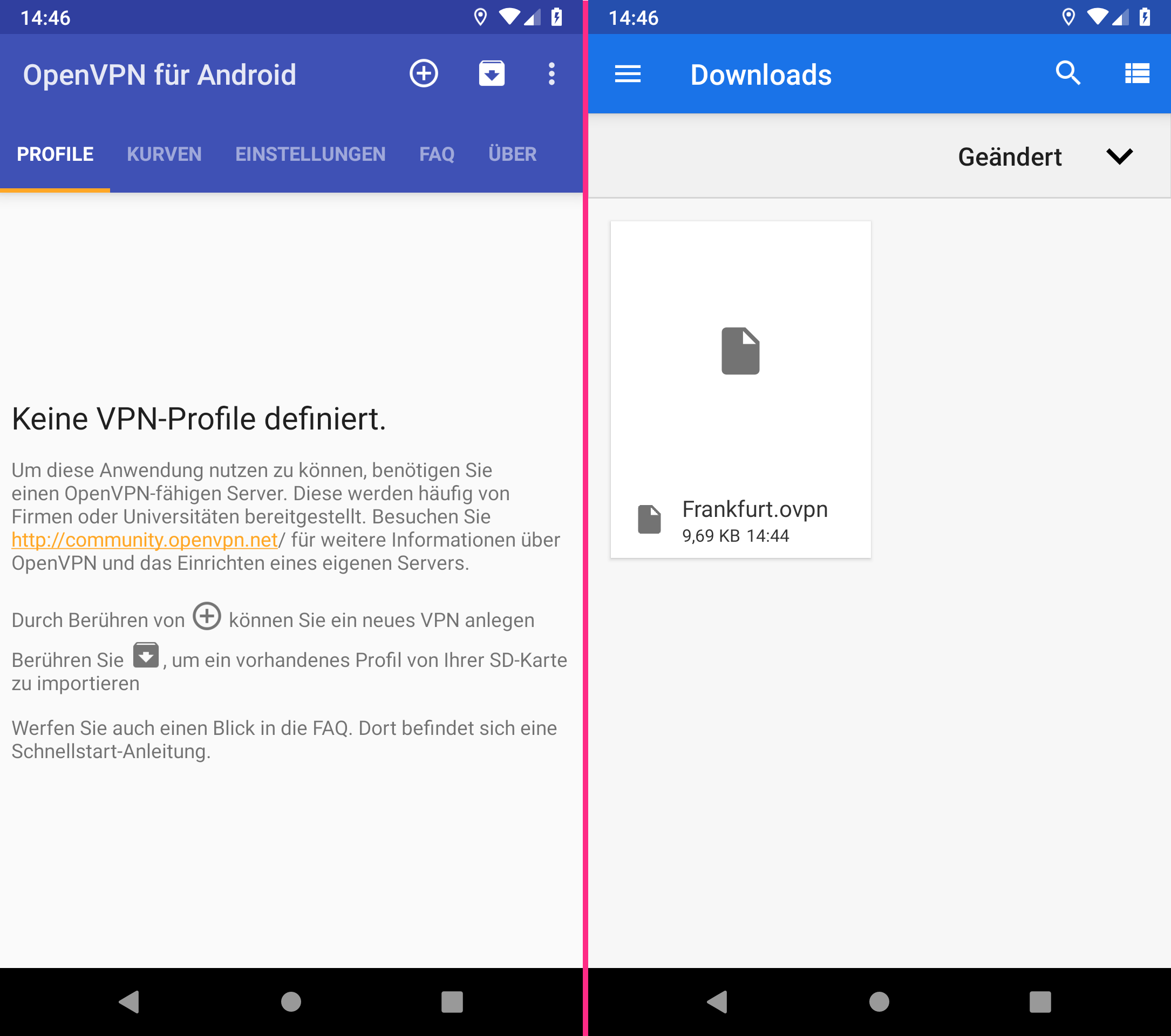 OpenVPN für Android: VPN-Profil importieren | OpenVPN für Android