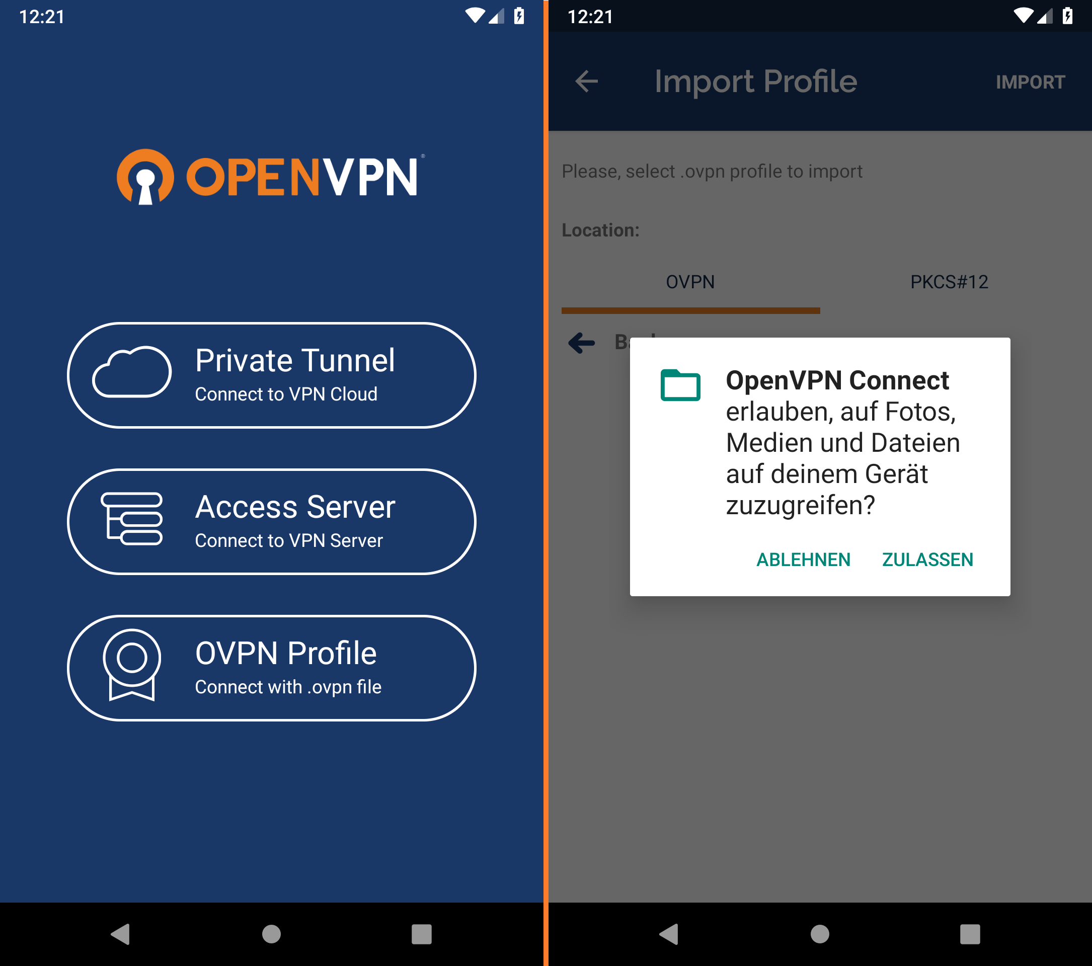 VPN-Profil importieren | Stealth VPN unter Android (OpenVPN & HTTP)