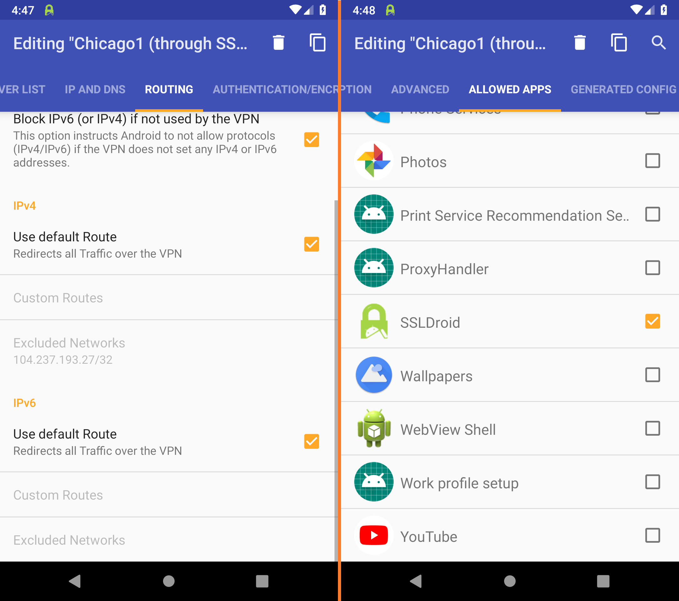 Stealth VPN on Android: Use default route and add an exemption for SSLDroid | OpenVPN through SSLDroid tunnel (Stealth VPN)