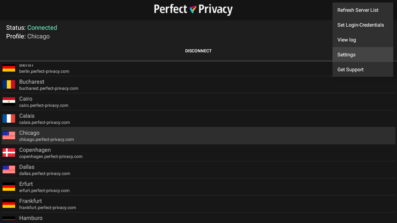 Open App settings | Perfect Privacy VPN on an Android TV Box (IPsec/IKEv2)