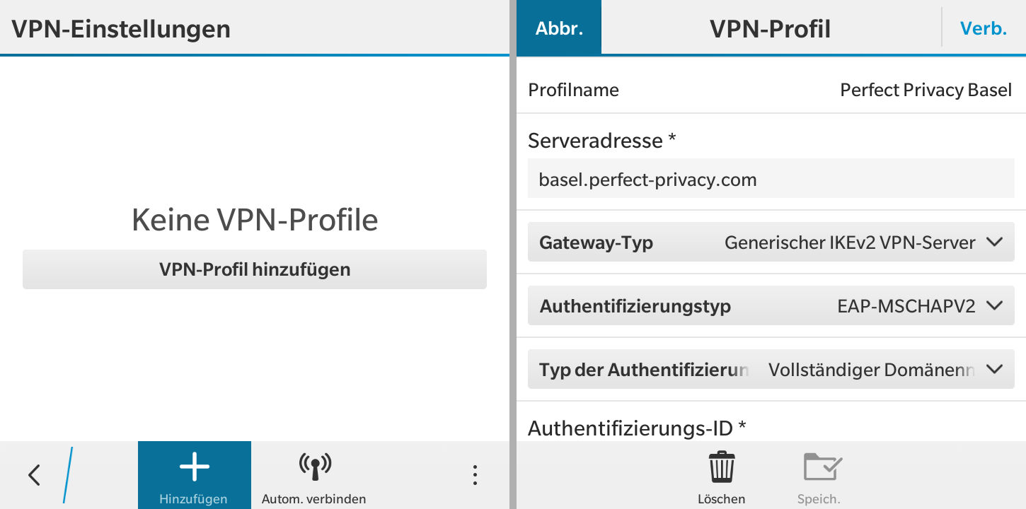 VPN-Verbindung konfigurieren | VPN auf BlackBerry OS