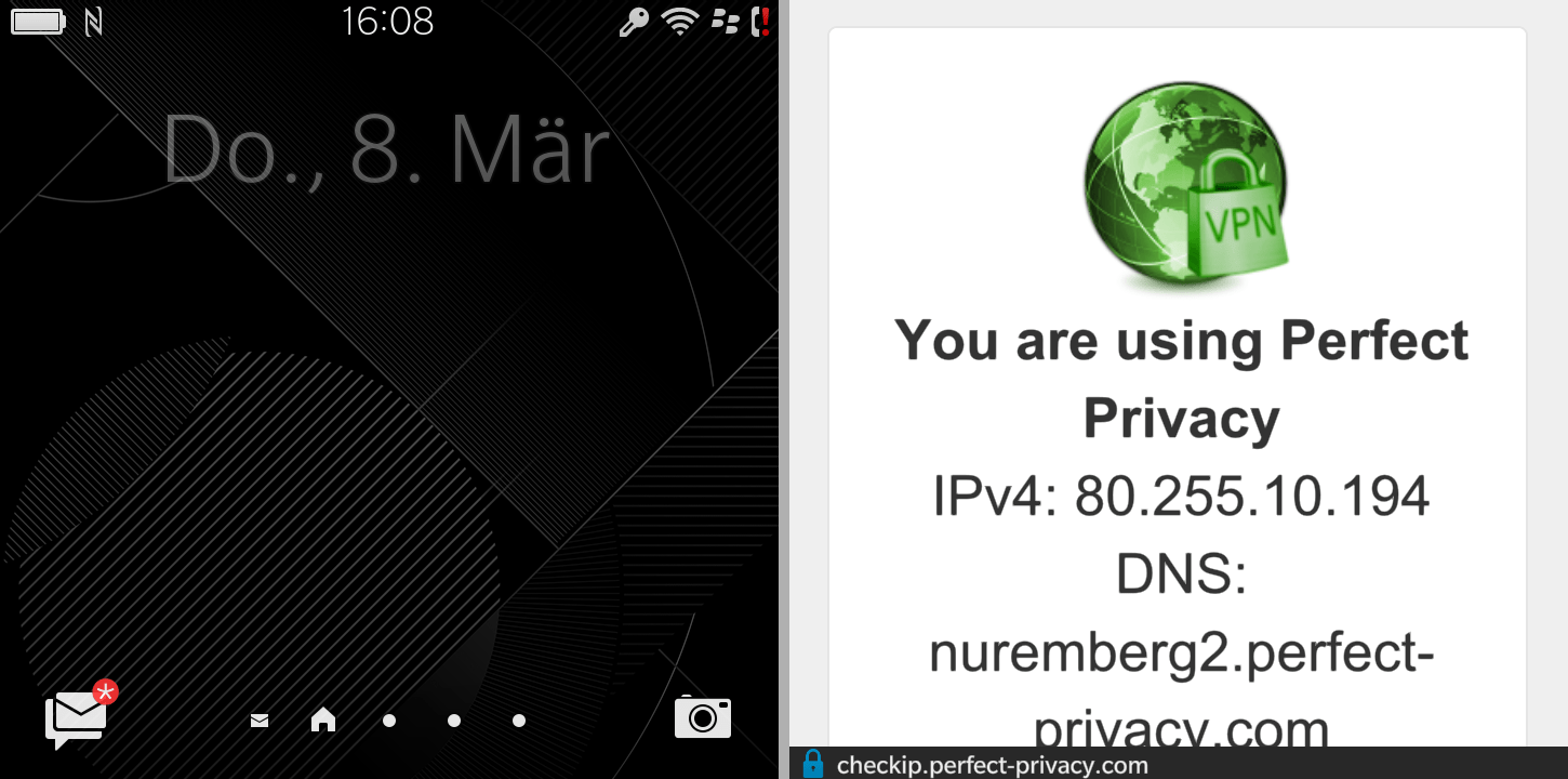 Perfect Privacy Check-IP | VPN on BlackBerry OS
