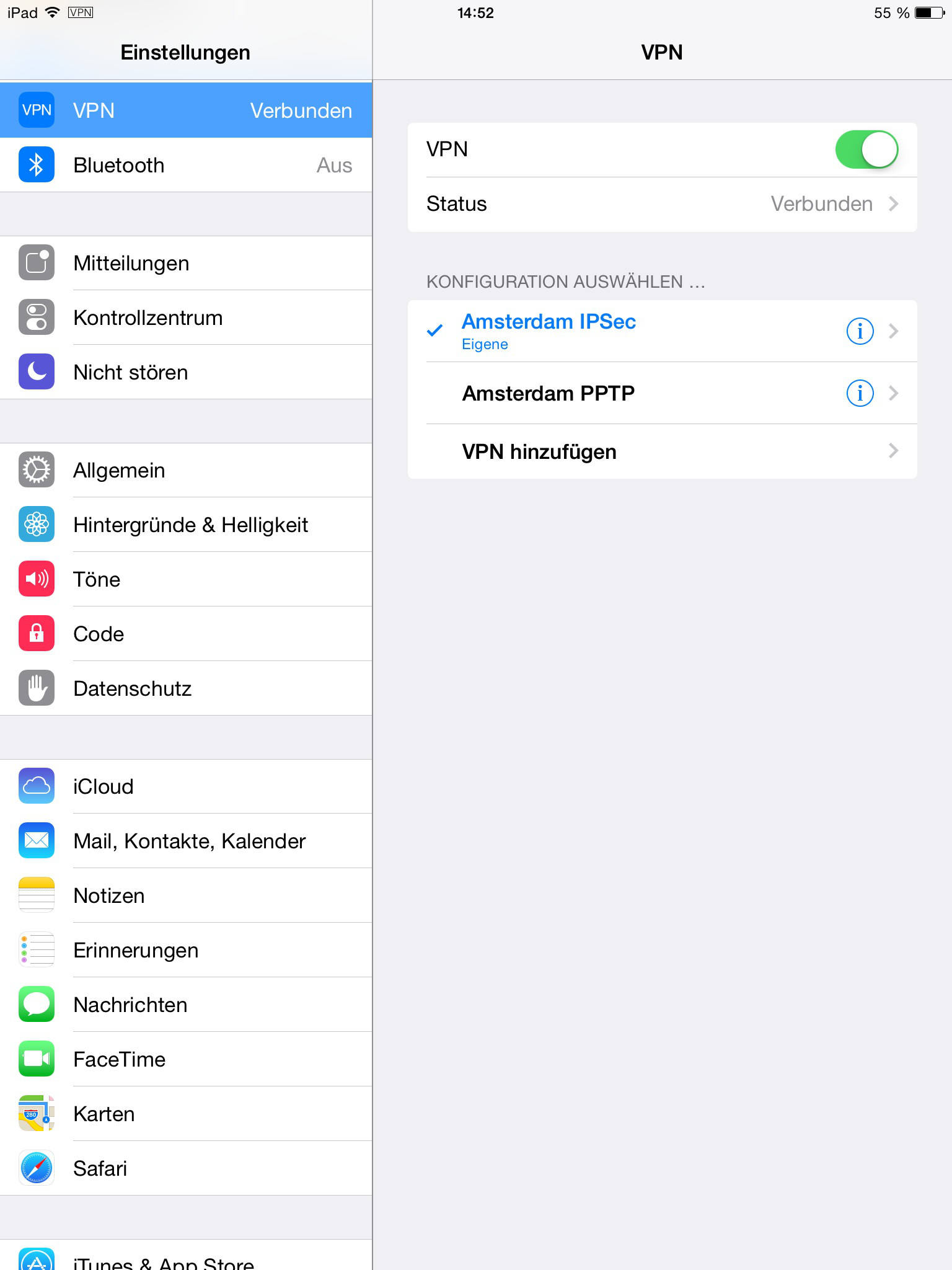 iPad (iOS) VPN Einstellungen IPsec | IPsec mit iOS