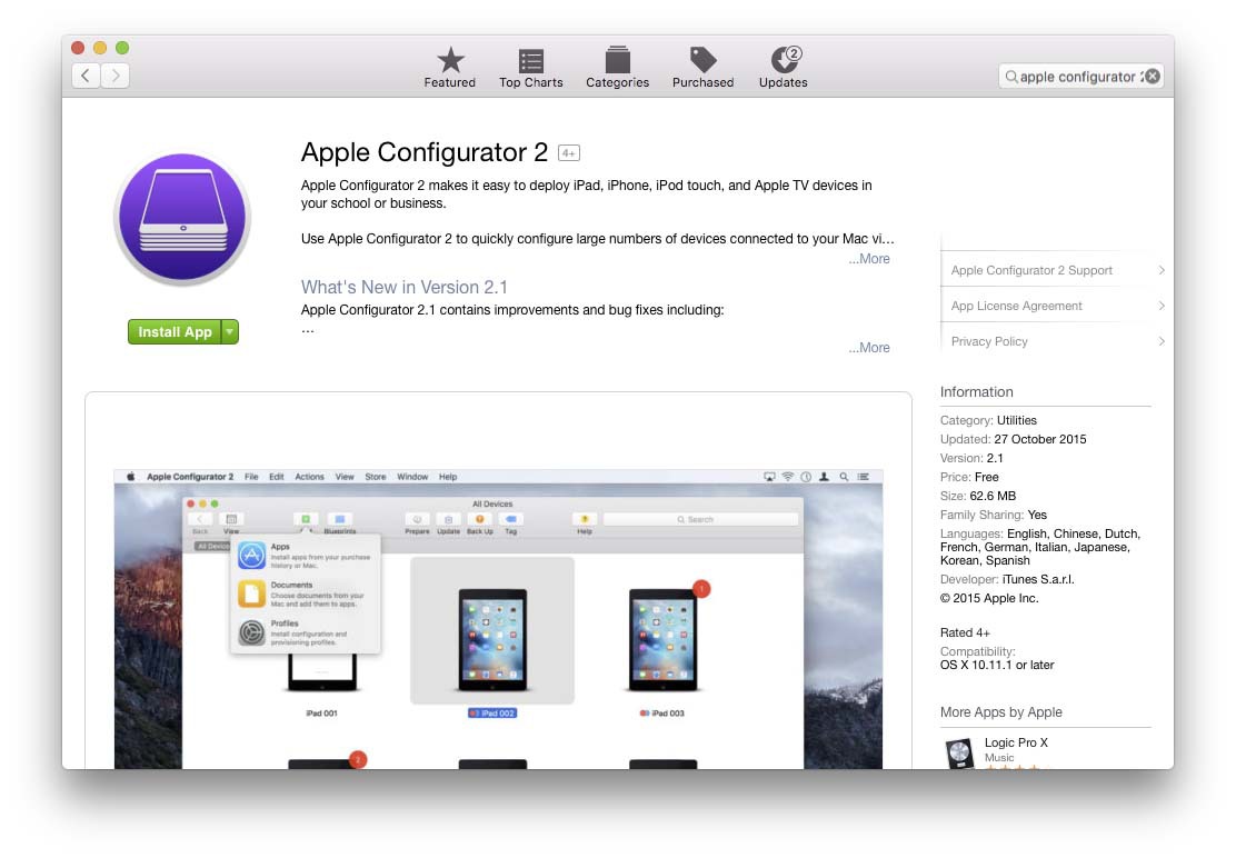 App Store: Choose Apple Configurator 2 and install | Always-On VPN with iPhone and iPad