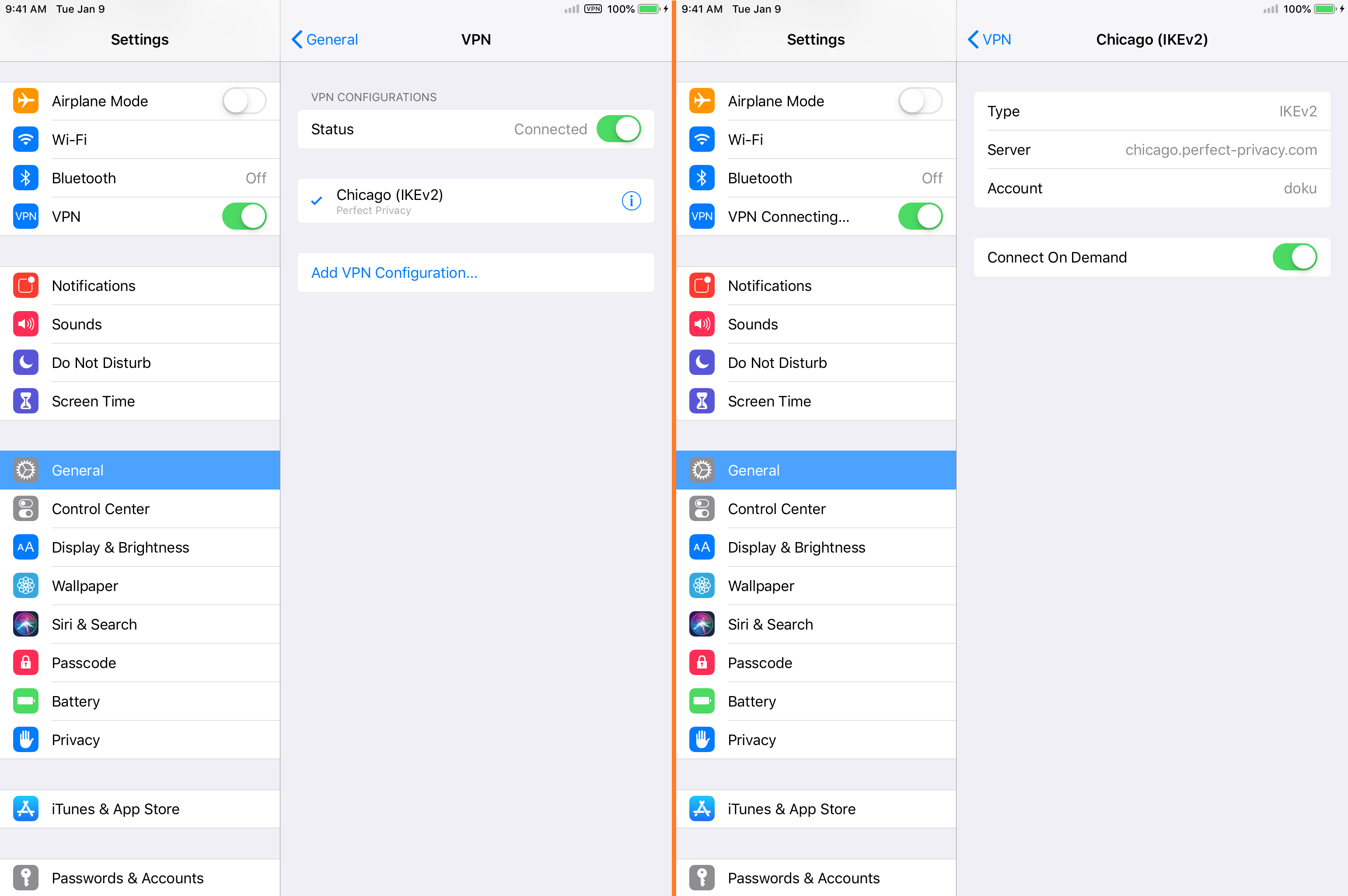 What is VPN configuration on iPad?