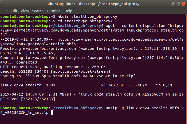 OpenVPN-Profile herunterladen und entpacken | Stealth VPN unter Linux (OpenVPN & obfsproxy)