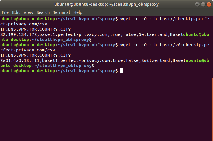 Testergebnis von CheckIP im CSV-Format: Verbunden mit Basel1 | Stealth VPN unter Linux (OpenVPN & obfsproxy)