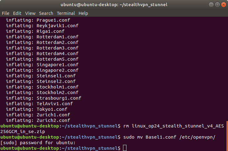 Copy the OpenVPN profile into place | Stealth VPN on Linux (OpenVPN & stunnel)