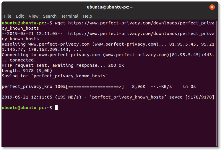 Download known_hosts with wget in the terminal | Using SSH in the terminal (Linux)