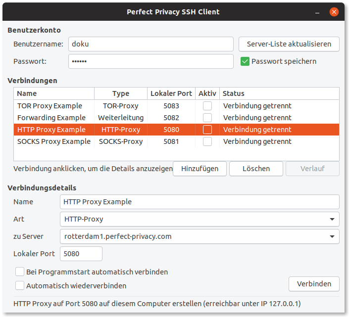 HTTP Proxy | SSH-Manager unter Linux verwenden