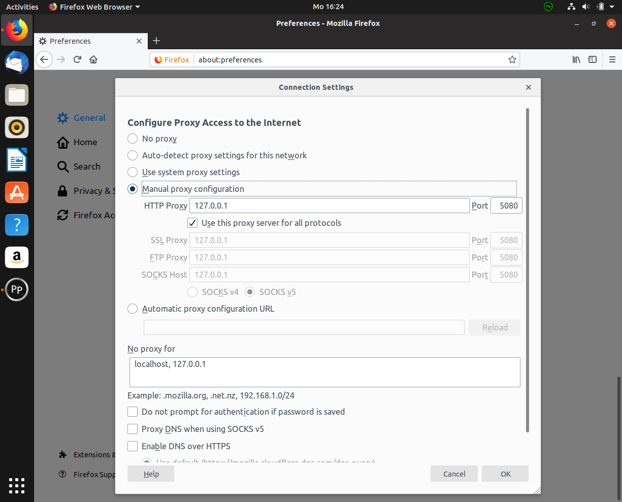 HTTP Proxy Settings (Firefox) | Using SSH Manager on Linux