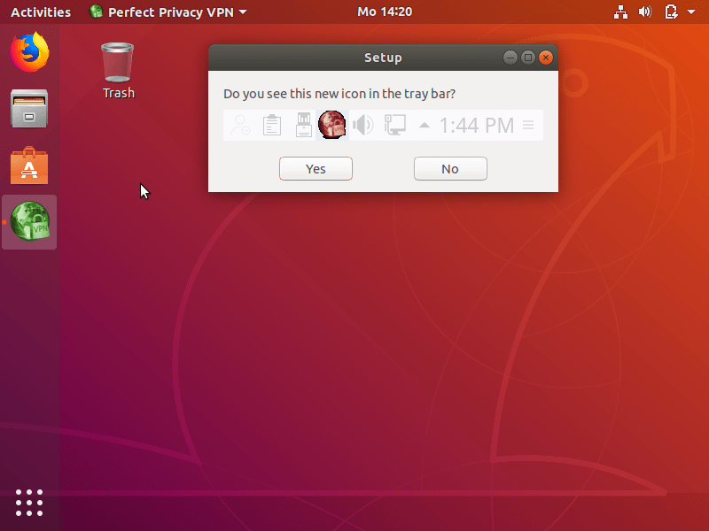 VPN-Manager: Traybar-Einstellung | Perfect Privacy VPN-Software mit Ubuntu