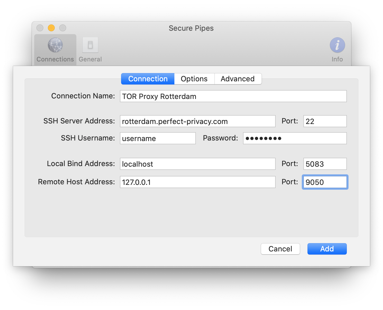 Set up an encrypted TOR proxy | SSH with Secure Pipes (macOS)