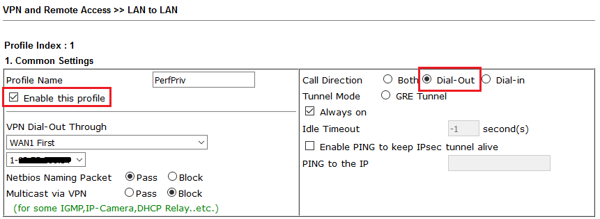 Edit VPN Profile Common Settings | How to set up VPN on a DrayTek Vigor Router