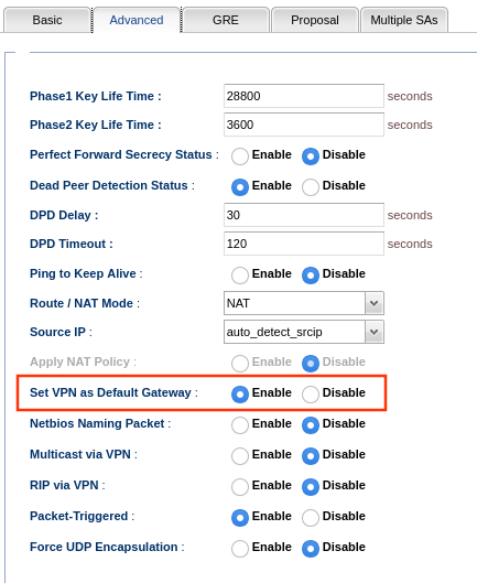 Edit VPN Profile Advanced Settings | How to set up IPsec (IKEv2) VPN on a DrayTek v2960/v3900 router