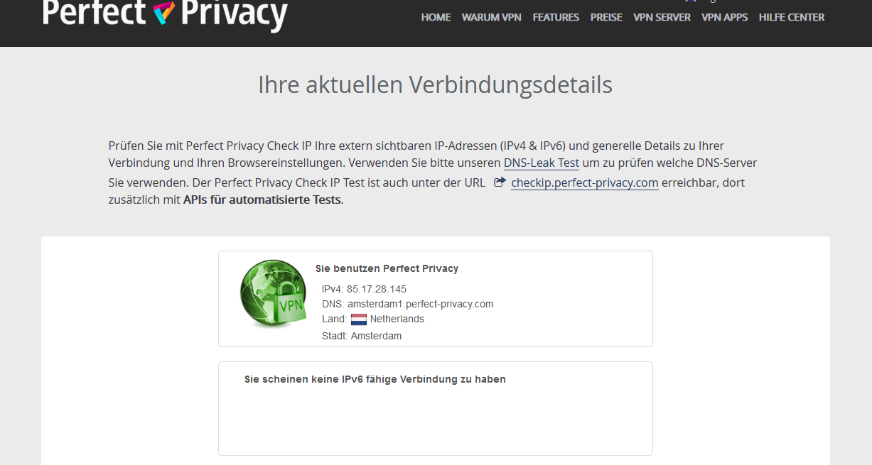 Perfect Privacy Check-IP | OpenVPN auf pfSense