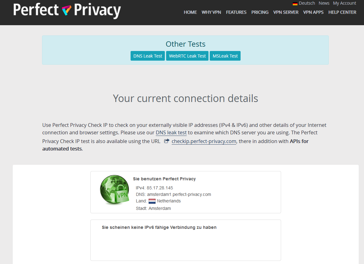 Perfect Privacy Check-IP | OpenVPN on pfSense
