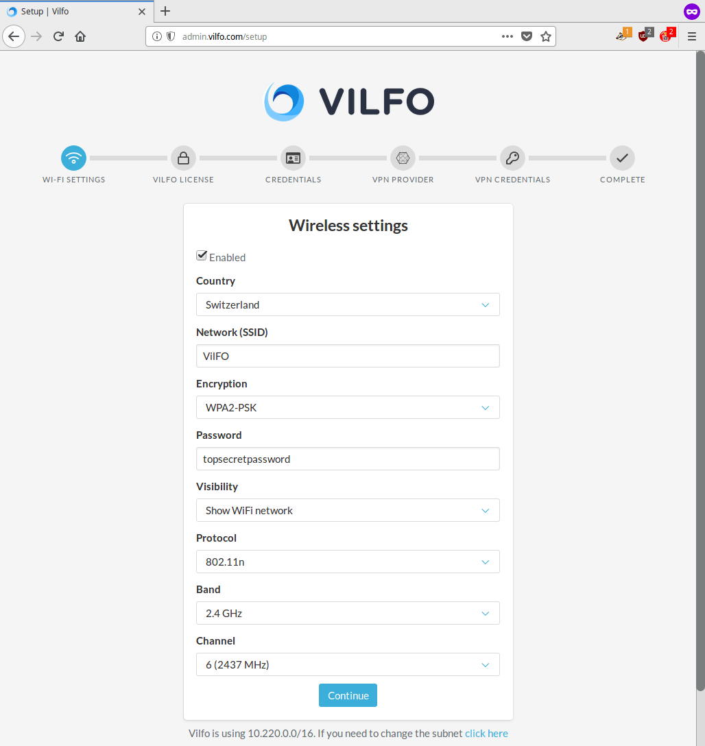 Vilfo-Router - WLAN-Einstellungen: WLAN einrichten | Perfect Privacy VPN für Vilfo Router