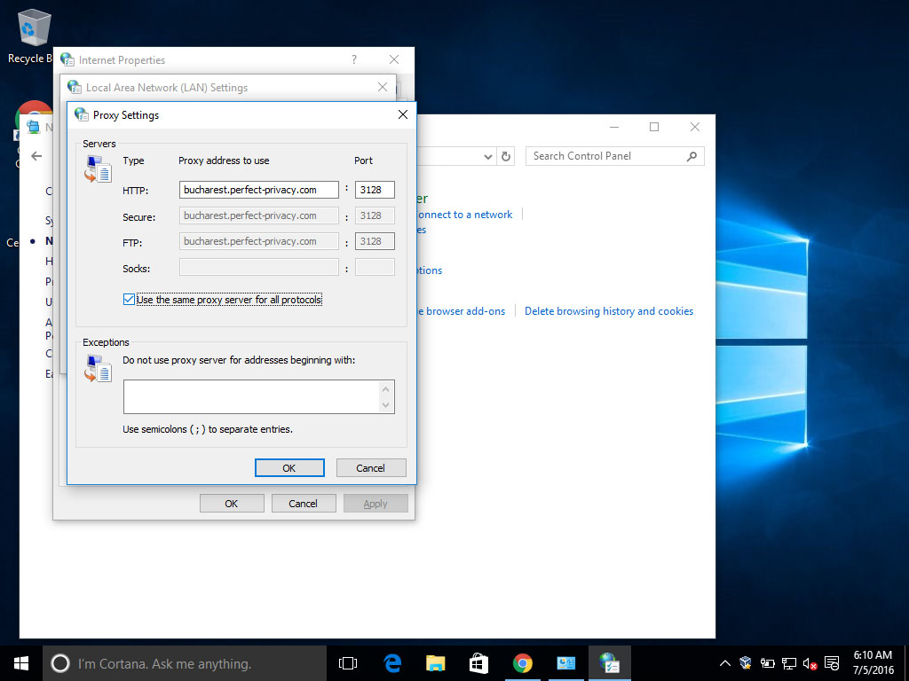 Screenshot 6: Set up http proxy with Windows 10 | HTTP proxy configuration on Windows 10