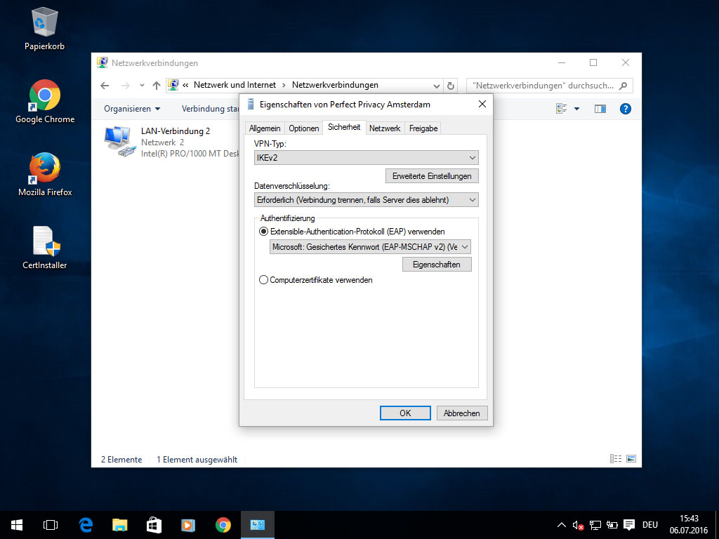 Screenshot 10: IPsec Zertifikate Windows 10 | Windows 10 IPsec/IKEv2 mit Zertifikaten einrichten