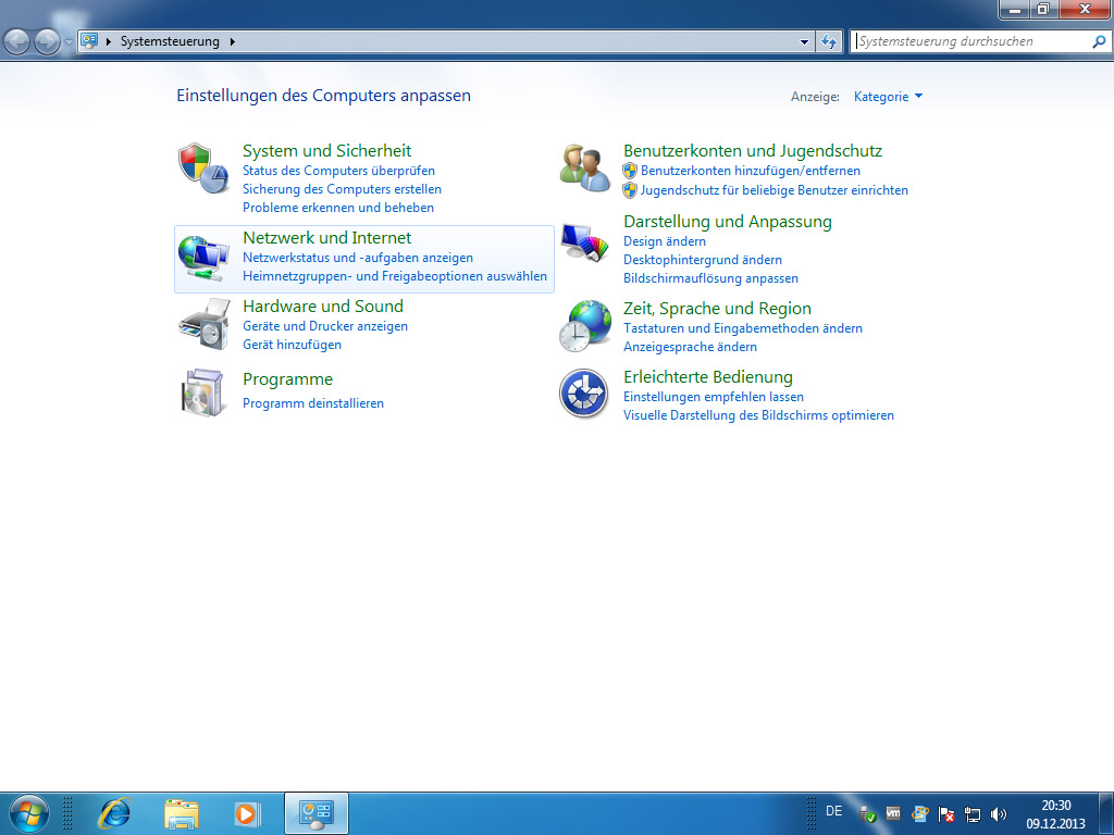 Screenshot Windows 7 Systemsteuerung klick auf Netzwerk und Internet | HTTP Proxy unter Windows 7 einrichten