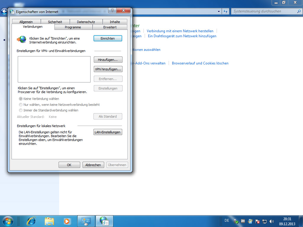 Screenshot Windows 7 Eigenschaften von Internet klick auf LAN-Einstellungen | HTTP Proxy unter Windows 7 einrichten
