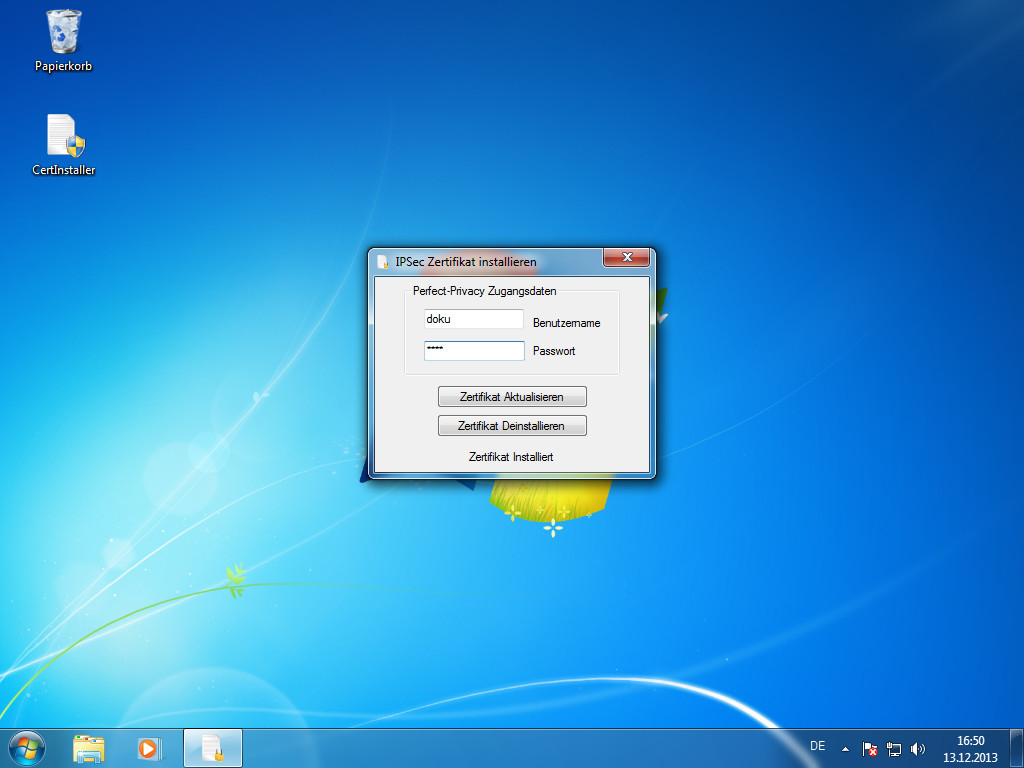 Screenshot Windows 7 IPsec Zertifikate Installationsdialog schließen | IPsec/IKEv2 unter Windows 7 einrichten