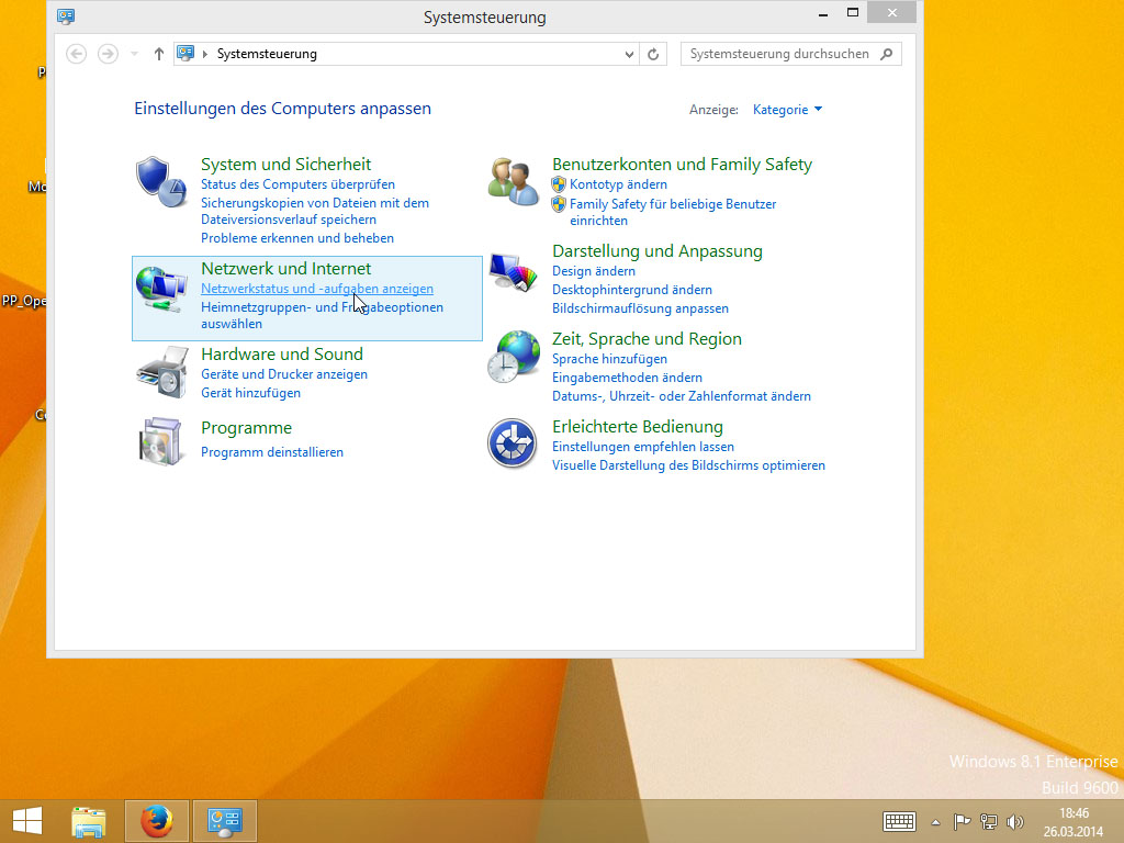 Screenshot Windows 8 Systemsteuerung klick auf Netzwerk und Internet | IPsec/IKEv2 unter Windows 8 einrichten