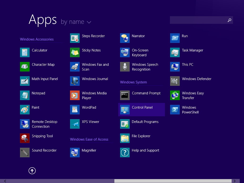 Screenshot Windows 8 Start Menu choose Control Panel | Configuring IPsec/IKEv2 in Windows 8
